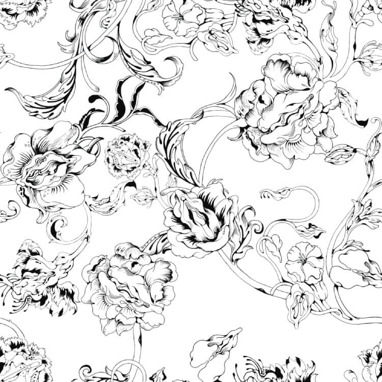 Black and white flower illustration